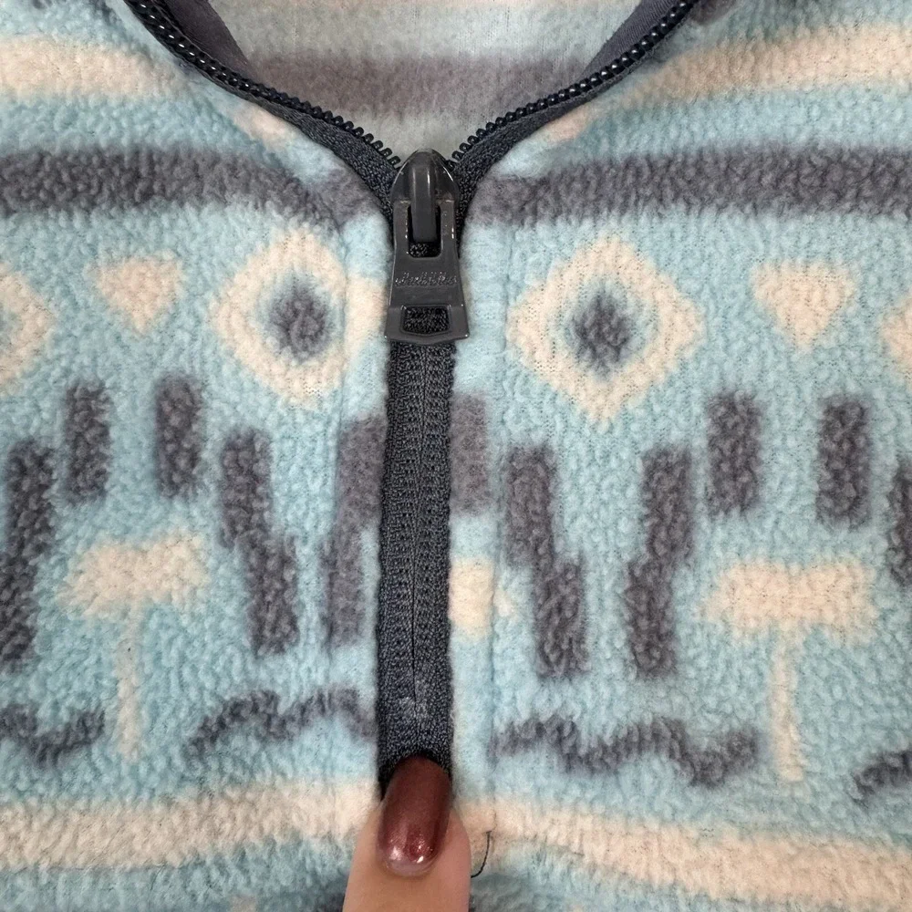 Chubbies Fleece Sweater Mens Medium Blue Printed Geometric Western‎ Fair Isle